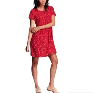 Old Navy Red Print Swing Dress Women's Size XL Tall NWT